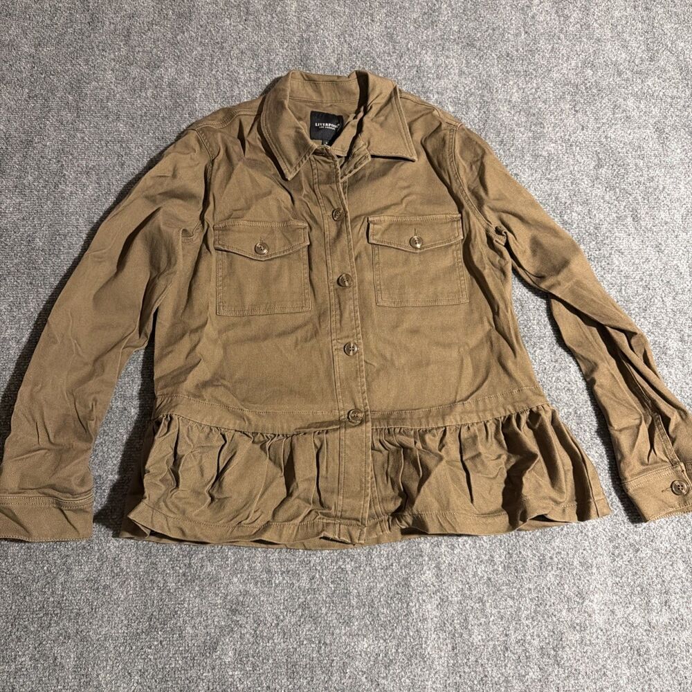 Liverpool Los Angeles Jacket Womens Size Medium Brown Button Front Pockets - Picture 1 of 12